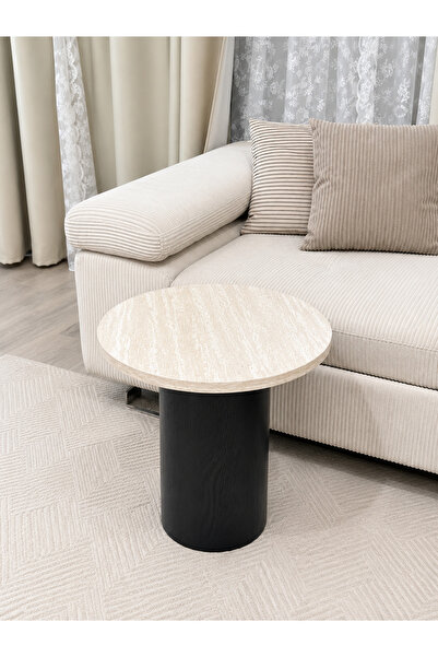 TODO Round Service Table with Sleek, Modern Design Black Color Base
