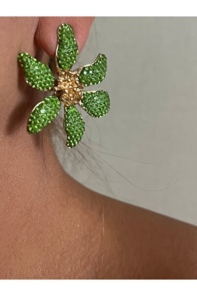 tones official Pink-Green Zircon Stone Daisy Flower Earrings