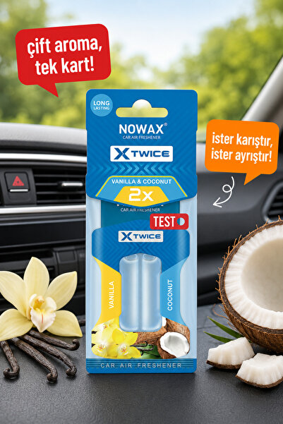 nowax X-Twice Vanilla & Coconut Çift Aromalı Oto Kokusu | Çift Likitli Araba ...