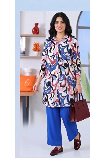 Polologin Butik قميص نسائي من قماش الفيسكون بنمط حيوي