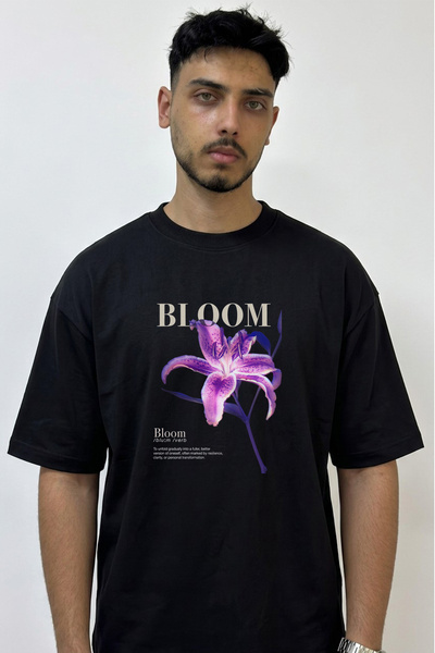 Anetos Kaplan Zambagi Design Printed Oversize Black T-Shirt