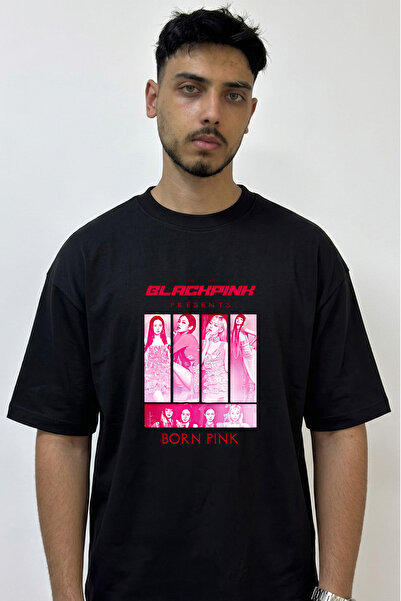 Anetos Blackpink_12 Design Printed Oversize Black T-Shirt