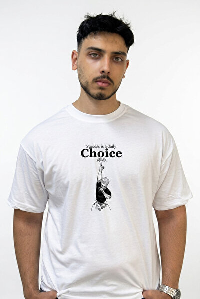 Anetos Gojo Satoru_80 Design Printed Oversize White T-Shirt