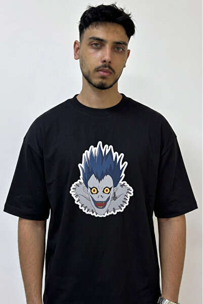 Anetos Ryuk Design Printed Oversize Black T-Shirt
