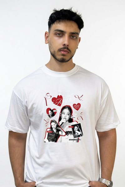 Anetos Blackpink Jennie Design Printed Oversize White T-Shirt