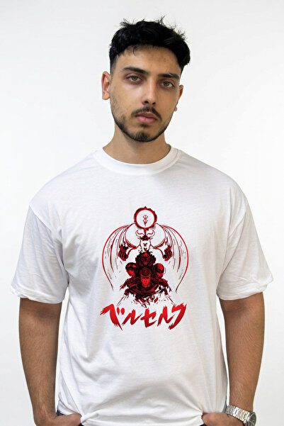 Anetos Berserk_7 Design Printed Oversize White T-Shirt