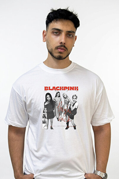Anetos Μπλουζάκι BLACKPINK K Pop με στάμπα σε υπερμεγέθη λευκό χρώμα