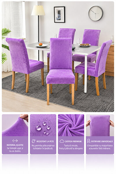 delfin HomeRoy Huse Catifea pentru Scaune – Set 6 Bucăți
