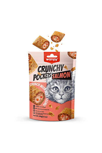 Wanpy Kedi Crunch Ödül Somon & Havyar 60g- 4 Adet