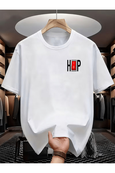 NOURAM HIP/HOP Monogram Print T-Shirt - Minimalist Contrast Letter Short Slee...