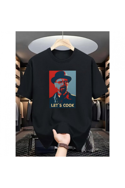 NOURAM Men'S 'Let'S Cook' T-Shirt - White, Short Sleeves, Round Neck, Breatha...