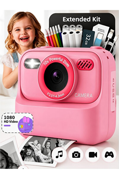 Excitat Aparat Foto Instant Copii, Excitat®, Zoom 16x, Inregistrare 1080P HD,...