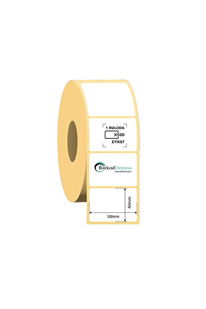 Snow BARKOD DEPOSU® 40x58 mm Eko Termal Terazi Etiketi 40 Kuka 500 Sarım Bark...