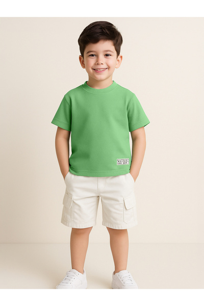 Victor and Jane By Styli Boys Textured Knit Round Neck T-Shirt