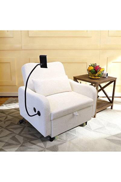 HayaBazaar Movable Rolling Single Recliner Sofa Chair with Side Storage Tray ...