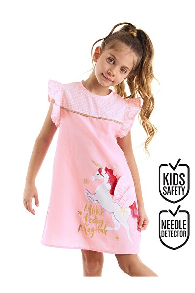 Denokids MS-012 Kanatlı Unicorn Ekose Elbise