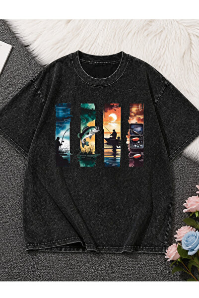ELAN WEAR Acid Washed Oversize Unisex T-Shirt Washed Vintage Street Style Str...