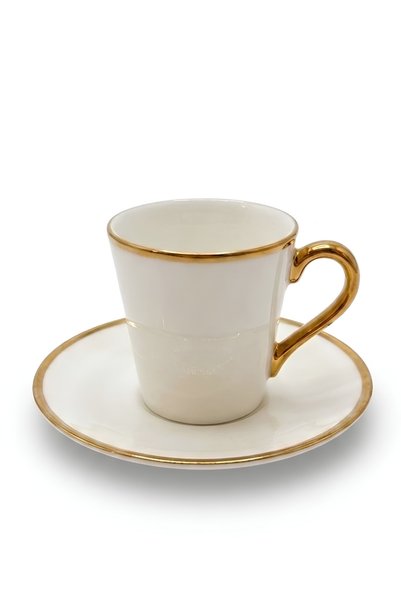 Generic Set of 6 Porcelain Coffee Cups & Saucers - Gold Detailing - Comes in Elegant Gift-Ready Box