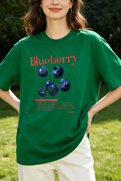 Fleck Womens T Shirts Blueberry Fruit Graphic Print Oversized Casual Summer T...