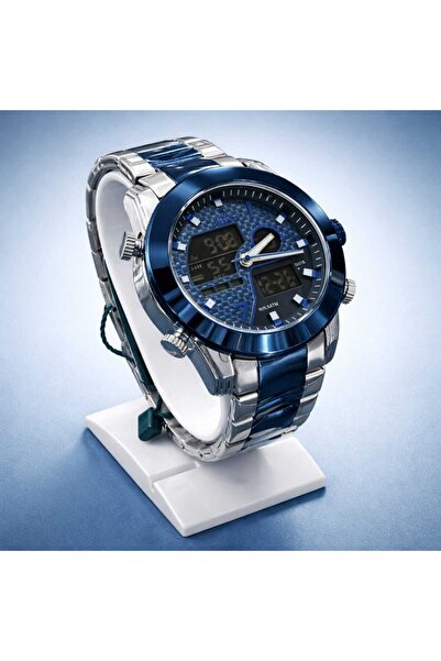 Naviforce Watch Men’s Blue Dual Display Watch Stainless Steel Analog Digital ...
