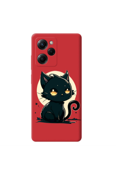 Other Xiaomi Poco X5 Pro Black Cat Red Colored Silicone TPU Θήκη