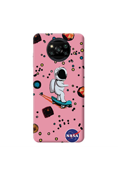 Other Xiaomi Poco X3 Pro Astronaut with skateboard Pink Colored Silicone TPU ...