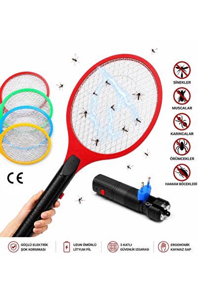 ATLT ATLANTİS ELEKTİRİKLİ ŞARJLI SİNEK ÖLDÜRÜCÜ RAKET EV OFİS AÇIK ALAN KAPAL...
