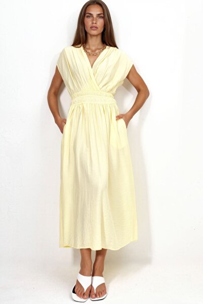Hiccup Busem Textured V-Neck Midi Dress