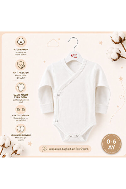 Gül Bebe Krem Zıbın Body %100 Pamuklu Yenidoğan Body Çıtçıtlı Hassas Cilde Uygun