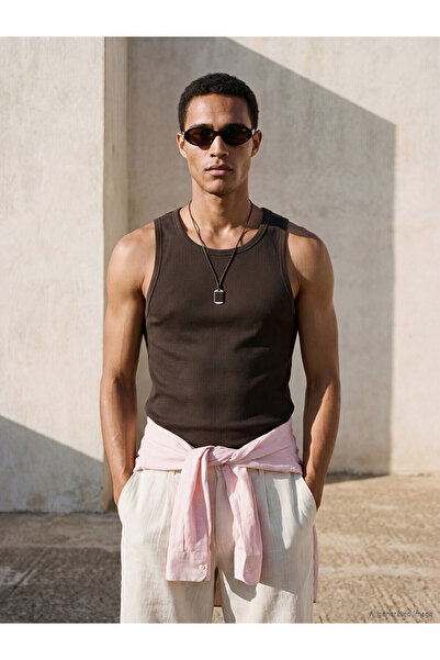 LC Waikiki Ozmarka New Season Crew Neck Ribbed Men's Sleeveless T-Shirt