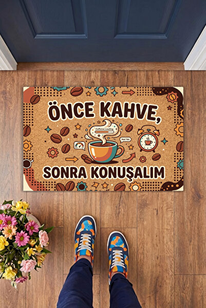 Charmbi First Coffee, Then Let's Talk Door Mat 40X60 Digital Printed Modern D...