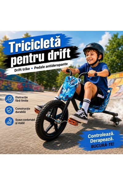 Zâna Casei Tricicletă de drift pentru copii, Tricicletă de drift cu pedale an...