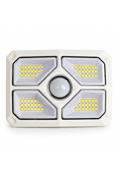 SHOPIENS Lampă solară de perete albă cu 72 LED-uri și senzor de mișcare pentr...