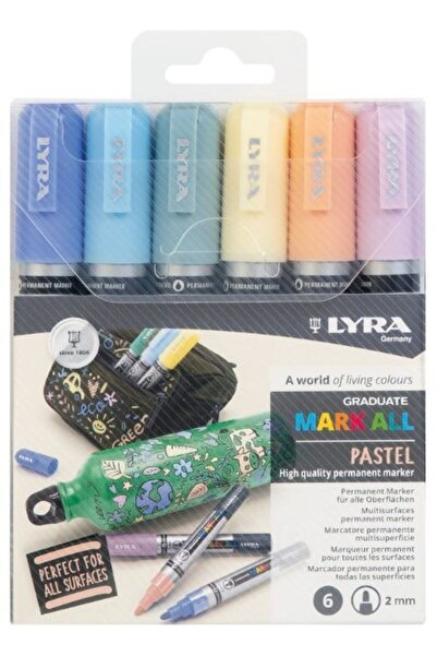 LYRA Μαρκαδόροι Graduate Mark All Markers 2mm - Παστέλ Χρώματα Σετ 6 τεμαχίων...