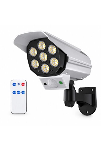 SHOPIENS Cameră solară falsă cu LED și telecomandă, senzor de mișcare, proiec...