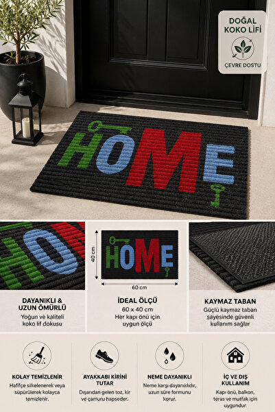 Mariesse Home Home Key Patterned Non-Slip Base Decorative Door Mat 40X60 cm