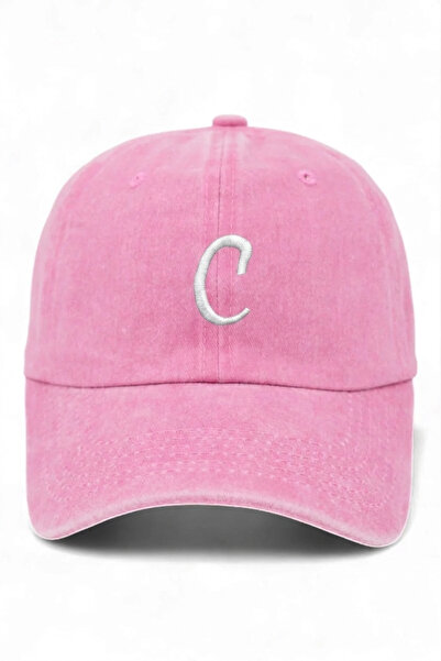 ŞapkaMania Letter C Powder Embroidered Washable Vintage Unisex Hat