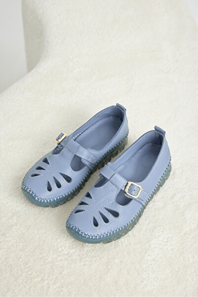 Tonny Black Women's Blue Comfortable Fit Genuine Leather Buckle Loafer