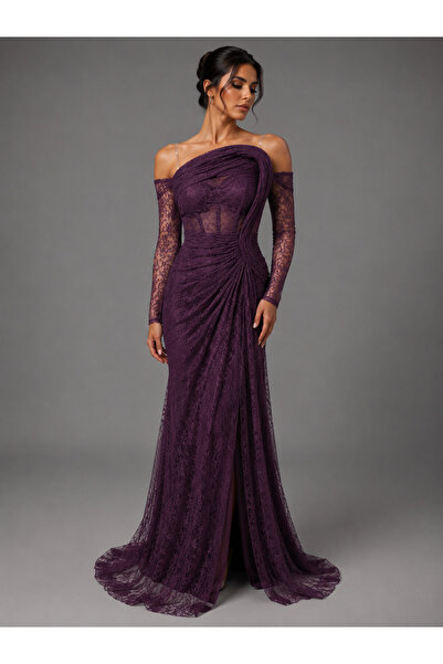 Queens dresses Long Lace Evening Dress Tep