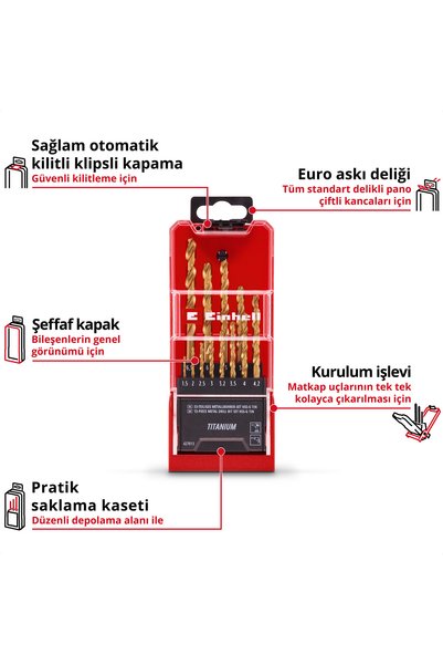 Einhell Orijinal 13 Parça HSS-G Titanyum Metal Matkap Ucu Seti (titanyum kaplama) - 49427013