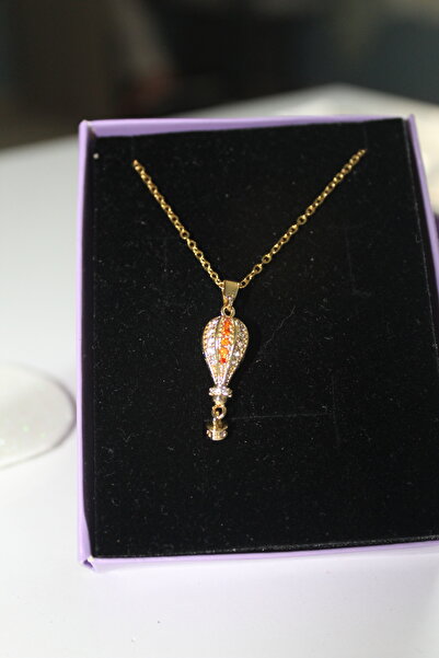 Kudi Oyuncak Zircon Stone Flying Balloon Steel Necklace