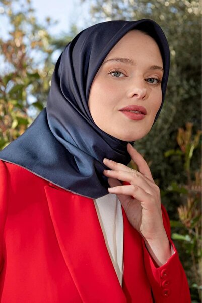 Levidor Koyu Mavi Çift Taraflı Twill İpek Eşarp