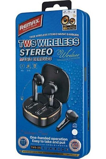Remax TWS-25 Ασύρματα ακουστικά Bluetooth Handsfree με θήκη φόρτισης Μαύρα