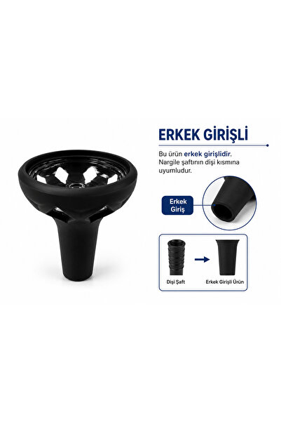 Han Tobacco Silikon Lüle Erkek Girişli Isıya Dayanıklı Kırılmaz Nargile Lüles...