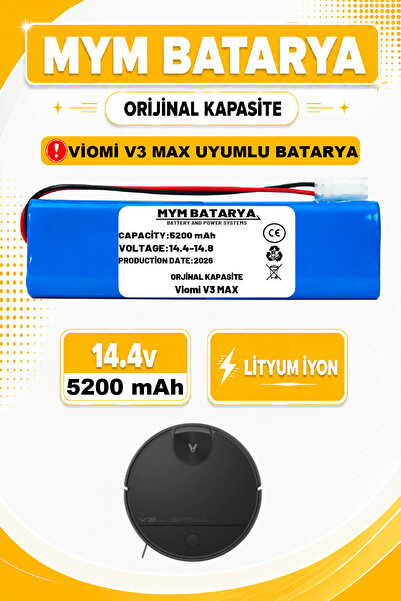 MYM BATARYA Viomi V3 Max Uyumlu Robot Süpürge Bataryası 14.4v 5200mAh Li-ion ...