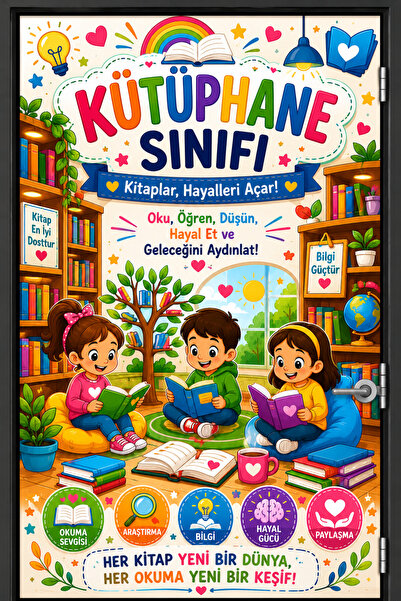 siverek reklam 200X100 cm Library Classroom School Door Foil Sticking |   Lib...