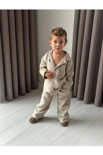 Tinybels Select Bej Dokuma İkili Takım
