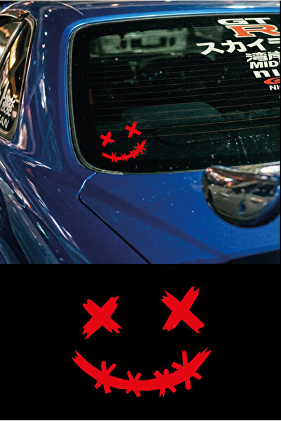 Yalıgraf Reklam Tabela Spiky Smiling Face Car Window Sticker Motor Sticker Ad...