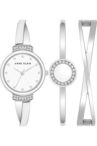 Anne Klein Women's Crystal-Accented Bangle Watch Set, Analog