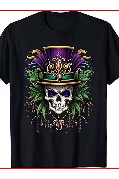 17TAKI [Gothic T-Shirt] Men's Gothic Skull and Religious Symbol T-Shirt Y2K S...